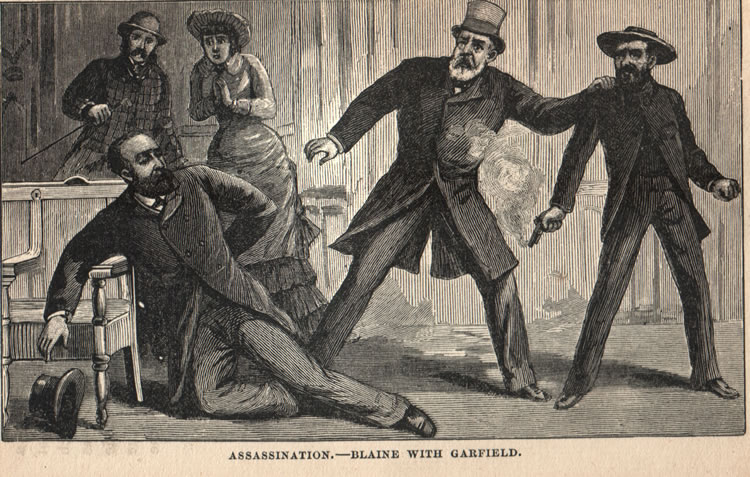 Assassination of Garfield, with James Blaine and Charles Guiteau